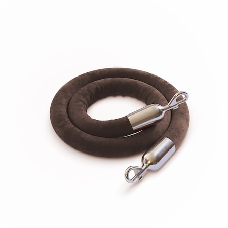 Montour Line Velvet Rope Brown With Pol. Steel Snap Ends 6ft.Cotton Core PVR150-60-TN-SE-PS